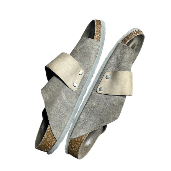 Birkenstock Kyoto Nubuck-Suede Leather Sandals Size 39 US 8.5 Grey - Picture 4 of 6